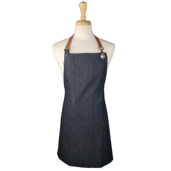 Denim Bib Apron with Leather Halter (No pockets) Thumbnail