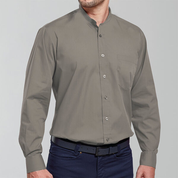 Gent's Long Sleeve Mandarin Collar Poplin Shirt Thumbnail